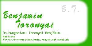 benjamin toronyai business card